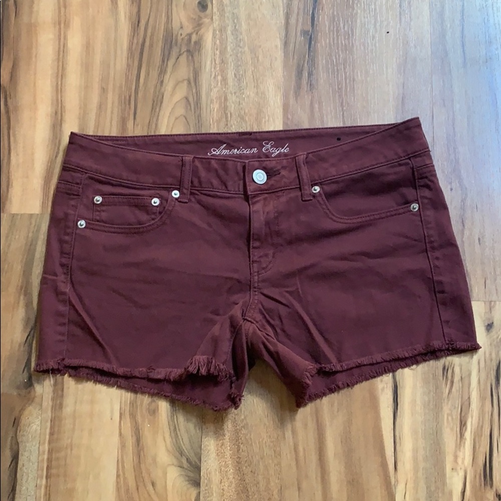 AEO stretch fringe shorts